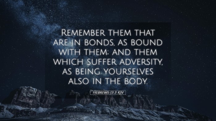 Picture 05 - Hebrews 13:3 KJV Desktop Wallpaper - Remember them that are in bonds, as bound with - Desktop Bible Verse Wallpaper