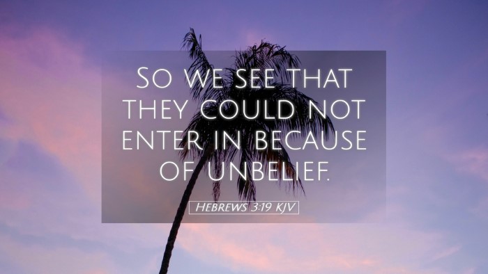 Picture 05 - Hebrews 3:19 KJV Desktop Wallpaper - So we see that they could not enter in because of - Desktop Bible Verse Wallpaper