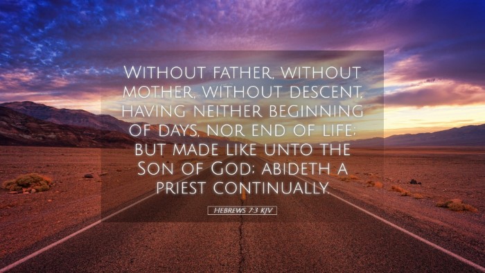 Picture 05 - Hebrews 7:3 KJV Desktop Wallpaper - Without father, without mother, without descent, - Desktop Bible Verse Wallpaper