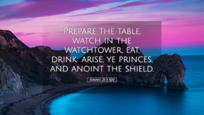 Picture 05 - Isaiah 21:5 KJV Desktop Wallpaper - Prepare the table, watch in the watchtower, eat, - Desktop Bible Verse Wallpaper