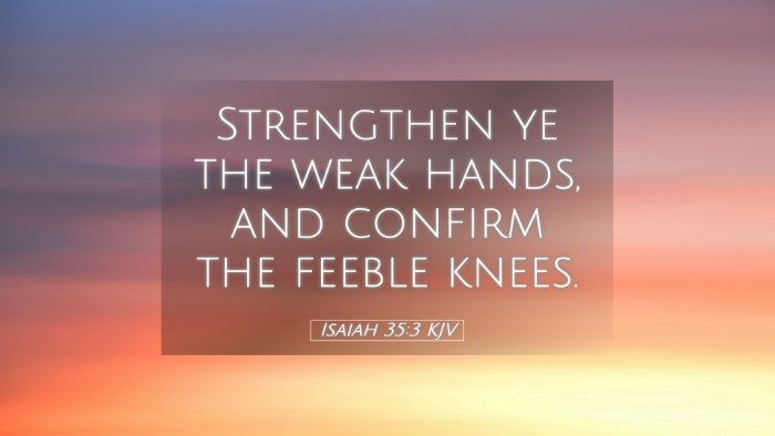 Picture 05 - Isaiah 35:3 KJV Desktop Wallpaper - Strengthen ye the weak hands, and confirm the - Desktop Bible Verse Wallpaper