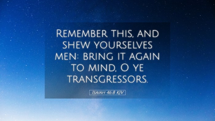 Picture 05 - Isaiah 46:8 KJV Desktop Wallpaper - Remember this, and shew yourselves men: bring it - Desktop Bible Verse Wallpaper
