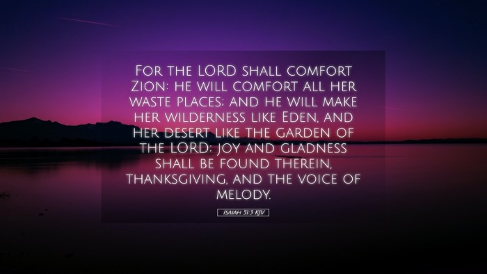 Picture 05 - Isaiah 51:3 KJV Desktop Wallpaper - For the LORD shall comfort Zion: he will comfort - Desktop Bible Verse Wallpaper