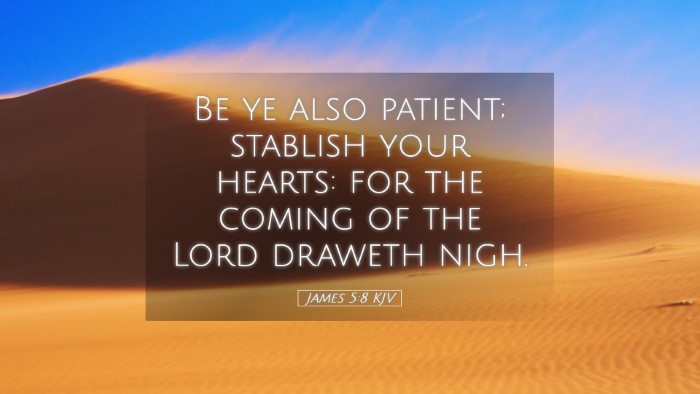 Picture 05 - James 5:8 KJV Desktop Wallpaper - Be ye also patient; stablish your hearts: for the - Desktop Bible Verse Wallpaper