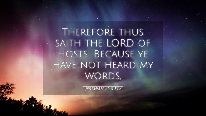 Picture 05 - Jeremiah 25:8 KJV Desktop Wallpaper - Therefore thus saith the LORD of hosts; Because - Desktop Bible Verse Wallpaper