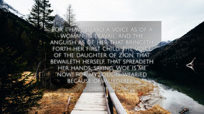 Picture 05 - Jeremiah 4:31 KJV Desktop Wallpaper - For I have heard a voice as of a woman in - Desktop Bible Verse Wallpaper