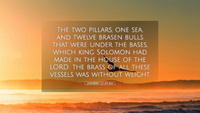 Picture 05 - Jeremiah 52:20 KJV Desktop Wallpaper - The two pillars, one sea, and twelve brasen bulls - Desktop Bible Verse Wallpaper