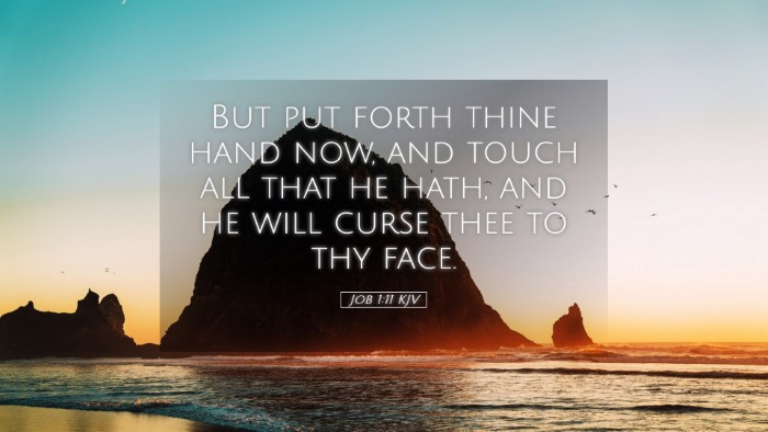 Picture 05 - Job 1:11 KJV Desktop Wallpaper - But put forth thine hand now, and touch all that - Desktop Bible Verse Wallpaper