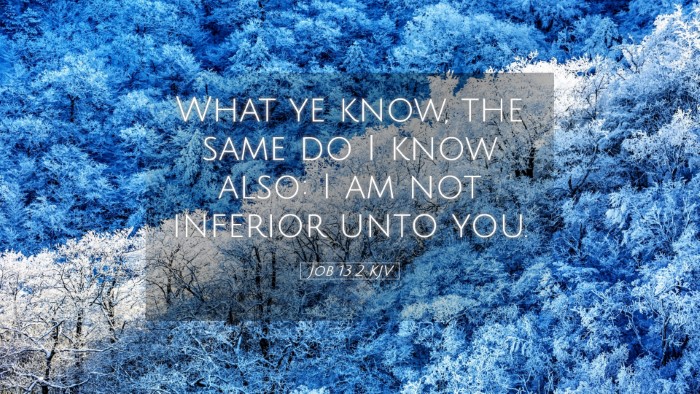 Picture 05 - Job 13:2 KJV Desktop Wallpaper - What ye know, the same do I know also: I am not - Desktop Bible Verse Wallpaper