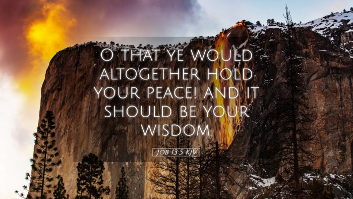 Picture 05 - Job 13:5 KJV Desktop Wallpaper - O that ye would altogether hold your peace! and - Desktop Bible Verse Wallpaper