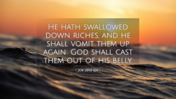 Picture 05 - Job 20:15 KJV Desktop Wallpaper - He hath swallowed down riches, and he shall vomit - Desktop Bible Verse Wallpaper