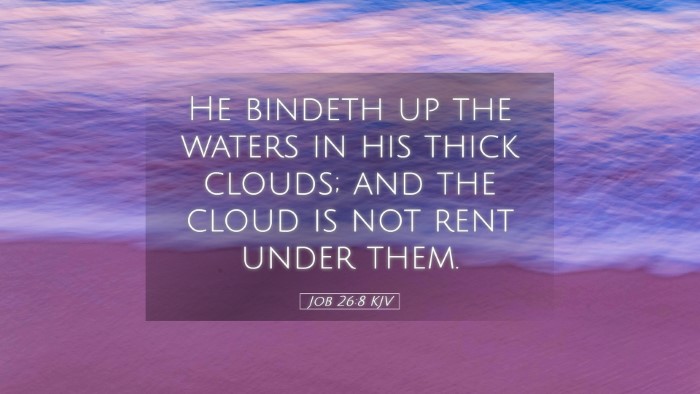 Picture 05 - Job 26:8 KJV Desktop Wallpaper - He bindeth up the waters in his thick clouds; and - Desktop Bible Verse Wallpaper
