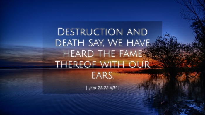 Picture 05 - Job 28:22 KJV Desktop Wallpaper - Destruction and death say, We have heard the fame - Desktop Bible Verse Wallpaper