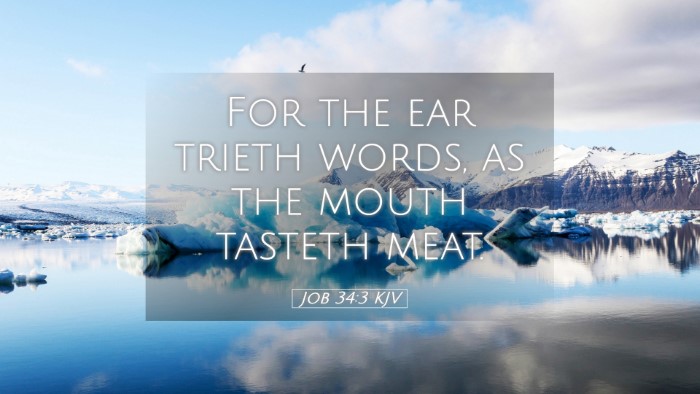 Picture 05 - Job 34:3 KJV Desktop Wallpaper - For the ear trieth words, as the mouth tasteth - Desktop Bible Verse Wallpaper