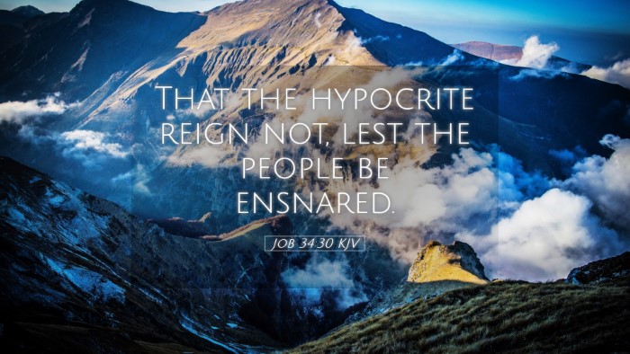 Picture 05 - Job 34:30 KJV Desktop Wallpaper - That the hypocrite reign not, lest the people be - Desktop Bible Verse Wallpaper