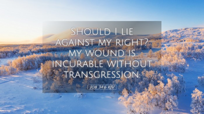 Picture 05 - Job 34:6 KJV Desktop Wallpaper - Should I lie against my right? my wound is - Desktop Bible Verse Wallpaper