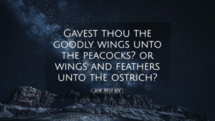 Picture 05 - Job 39:13 KJV Desktop Wallpaper - Gavest thou the goodly wings unto the peacocks? - Desktop Bible Verse Wallpaper
