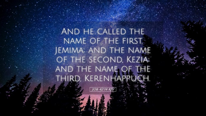 Picture 05 - Job 42:14 KJV Desktop Wallpaper - And he called the name of the first, Jemima; and - Desktop Bible Verse Wallpaper