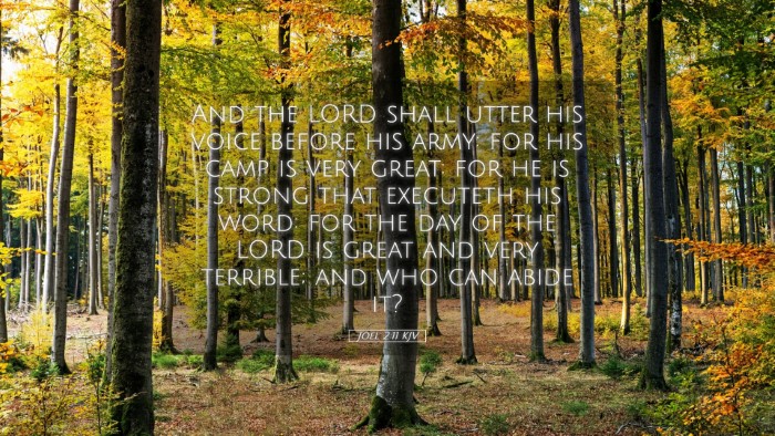 Picture 05 - Joel 2:11 KJV Desktop Wallpaper - And the LORD shall utter his voice before his - Desktop Bible Verse Wallpaper