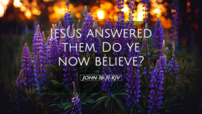 Picture 05 - John 16:31 KJV Desktop Wallpaper - Jesus answered them, Do ye now - Desktop Bible Verse Wallpaper
