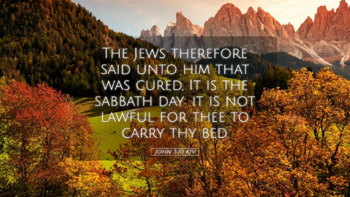 Picture 05 - John 5:10 KJV Desktop Wallpaper - The Jews therefore said unto him that was cured, - Desktop Bible Verse Wallpaper