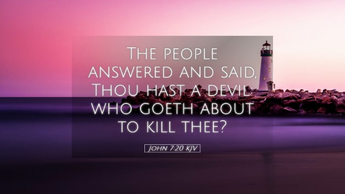 Picture 05 - John 7:20 KJV Desktop Wallpaper - The people answered and said, Thou hast a devil: - Desktop Bible Verse Wallpaper