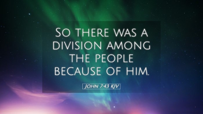 Picture 05 - John 7:43 KJV Desktop Wallpaper - So there was a division among the people because - Desktop Bible Verse Wallpaper
