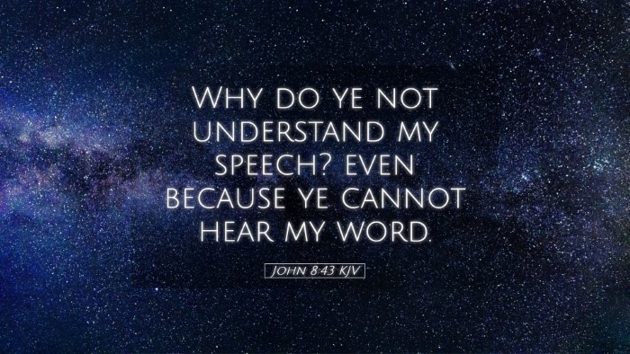 Picture 05 - John 8:43 KJV Desktop Wallpaper - Why do ye not understand my speech? even because - Desktop Bible Verse Wallpaper