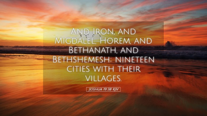 Picture 05 - Joshua 19:38 KJV Desktop Wallpaper - And Iron, and Migdalel, Horem, and Bethanath, and - Desktop Bible Verse Wallpaper