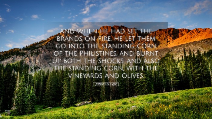 Picture 05 - Judges 15:5 KJV Desktop Wallpaper - And when he had set the brands on fire, he let - Desktop Bible Verse Wallpaper