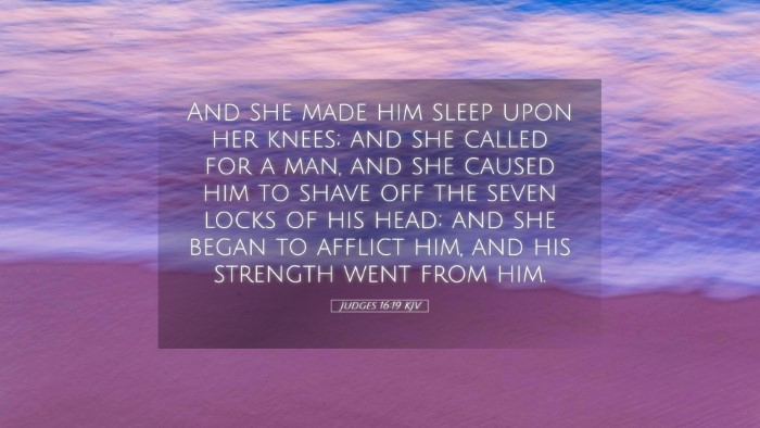 Picture 05 - Judges 16:19 KJV Desktop Wallpaper - And she made him sleep upon her knees; and she - Desktop Bible Verse Wallpaper