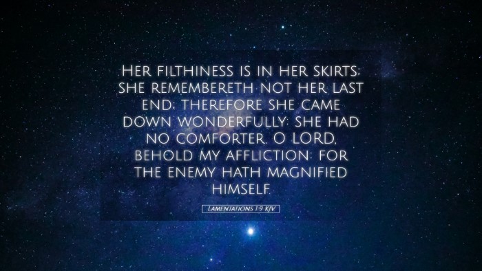 Picture 05 - Lamentations 1:9 KJV Desktop Wallpaper - Her filthiness is in her skirts; she remembereth - Desktop Bible Verse Wallpaper