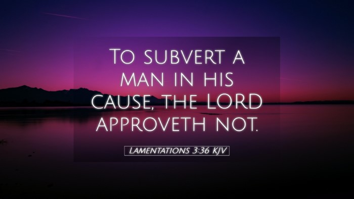 Picture 05 - Lamentations 3:36 KJV Desktop Wallpaper - To subvert a man in his cause, the LORD approveth - Desktop Bible Verse Wallpaper