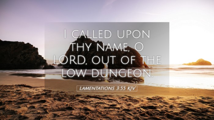 Picture 05 - Lamentations 3:55 KJV Desktop Wallpaper - I called upon thy name, O LORD, out of the low - Desktop Bible Verse Wallpaper
