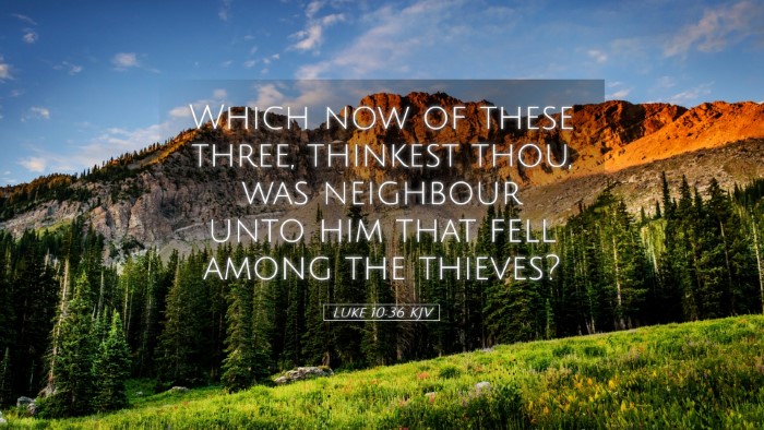 Picture 05 - Luke 10:36 KJV Desktop Wallpaper - Which now of these three, thinkest thou, was - Desktop Bible Verse Wallpaper