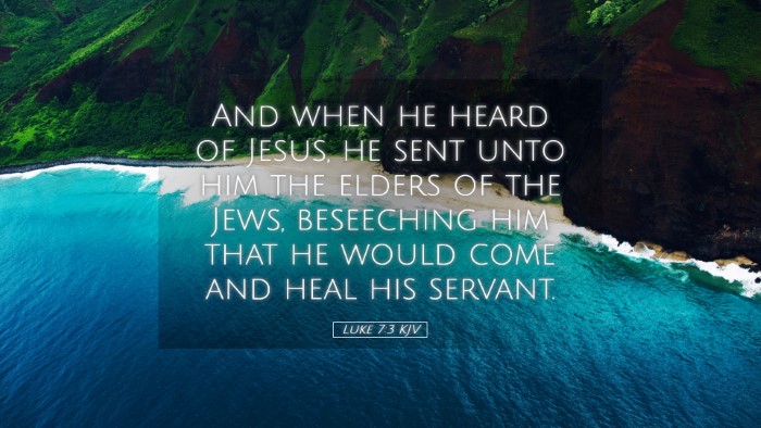 Picture 05 - Luke 7:3 KJV Desktop Wallpaper - And when he heard of Jesus, he sent unto him the - Desktop Bible Verse Wallpaper