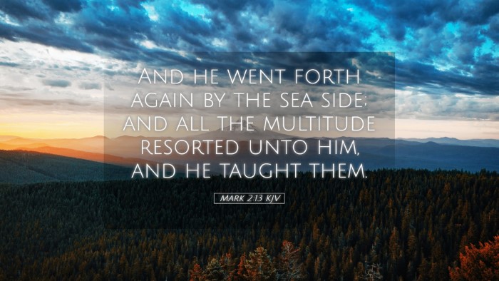 Picture 05 - Mark 2:13 KJV Desktop Wallpaper - And he went forth again by the sea side; and all - Desktop Bible Verse Wallpaper