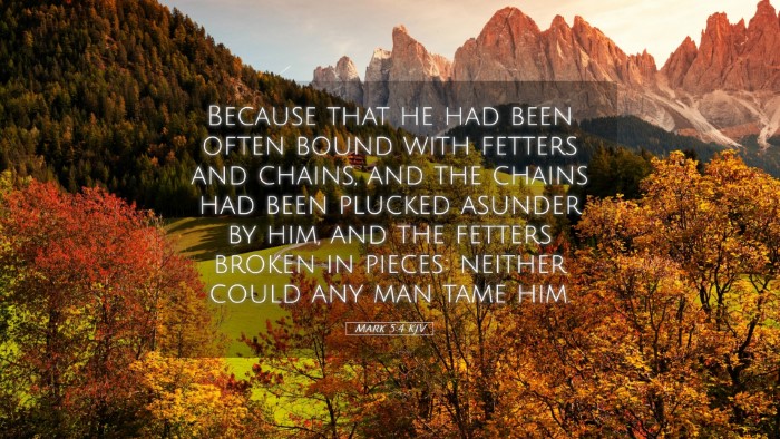 Picture 05 - Mark 5:4 KJV Desktop Wallpaper - Because that he had been often bound with fetters - Desktop Bible Verse Wallpaper
