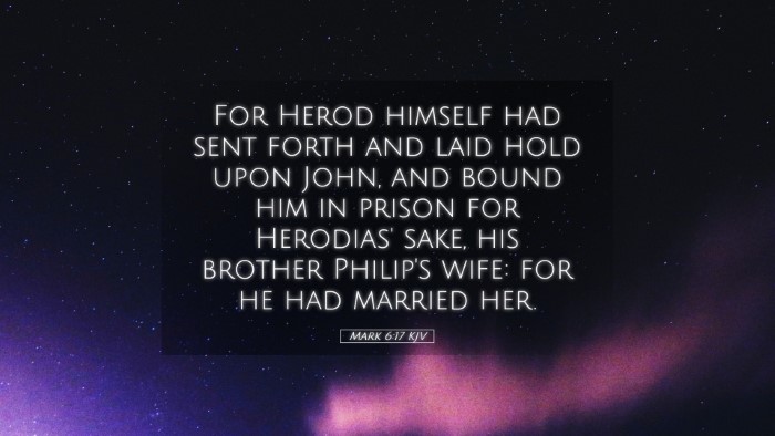 Picture 05 - Mark 6:17 KJV Desktop Wallpaper - For Herod himself had sent forth and laid hold - Desktop Bible Verse Wallpaper