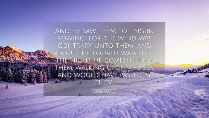 Picture 05 - Mark 6:48 KJV Desktop Wallpaper - And he saw them toiling in rowing; for the wind - Desktop Bible Verse Wallpaper