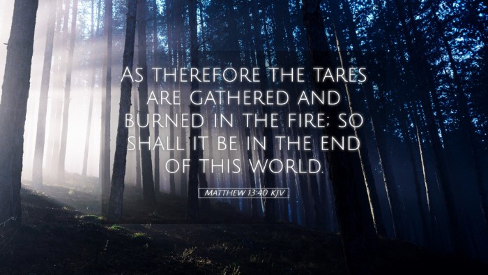 Picture 05 - Matthew 13:40 KJV Desktop Wallpaper - As therefore the tares are gathered and burned in - Desktop Bible Verse Wallpaper