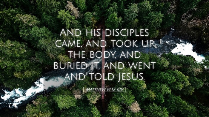 Picture 05 - Matthew 14:12 KJV Desktop Wallpaper - And his disciples came, and took up the body, and - Desktop Bible Verse Wallpaper
