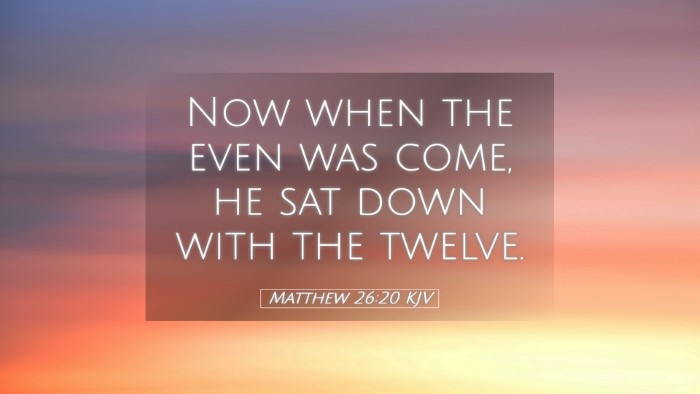 Picture 05 - Matthew 26:20 KJV Desktop Wallpaper - Now when the even was come, he sat down with the - Desktop Bible Verse Wallpaper