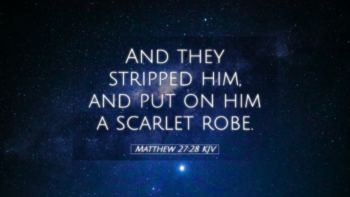 Picture 05 - Matthew 27:28 KJV Desktop Wallpaper - And they stripped him, and put on him a scarlet - Desktop Bible Verse Wallpaper