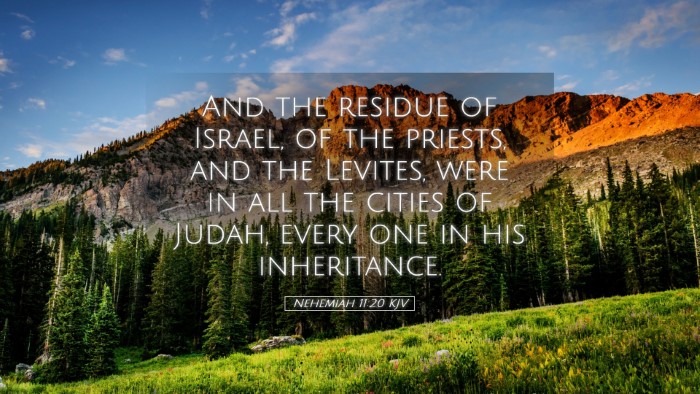 Picture 05 - Nehemiah 11:20 KJV Desktop Wallpaper - And the residue of Israel, of the priests, and - Desktop Bible Verse Wallpaper