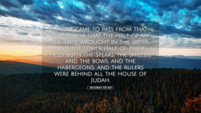 Picture 05 - Nehemiah 4:16 KJV Desktop Wallpaper - And it came to pass from that time forth, that - Desktop Bible Verse Wallpaper
