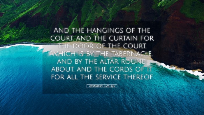 Picture 05 - Numbers 3:26 KJV Desktop Wallpaper - And the hangings of the court, and the curtain - Desktop Bible Verse Wallpaper