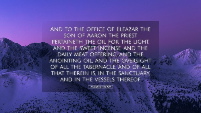Picture 05 - Numbers 4:16 KJV Desktop Wallpaper - And to the office of Eleazar the son of Aaron the - Desktop Bible Verse Wallpaper