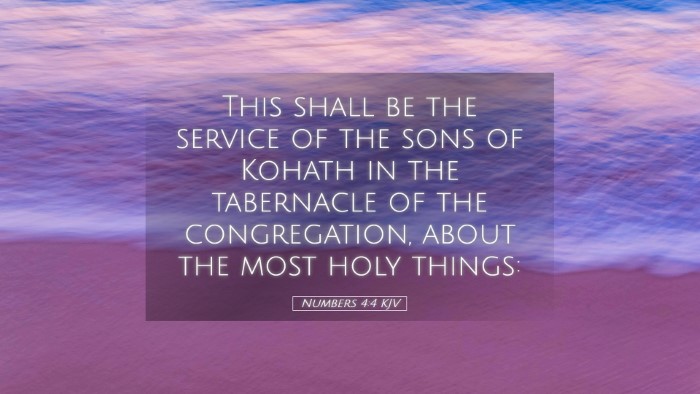 Picture 05 - Numbers 4:4 KJV Desktop Wallpaper - This shall be the service of the sons of Kohath - Desktop Bible Verse Wallpaper