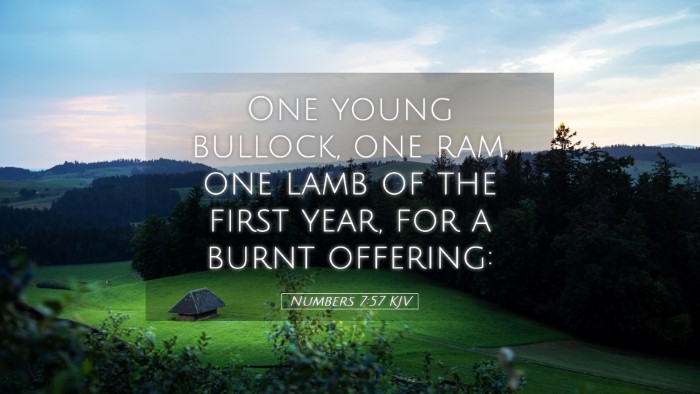 Picture 05 - Numbers 7:57 KJV Desktop Wallpaper - One young bullock, one ram, one lamb of the first - Desktop Bible Verse Wallpaper